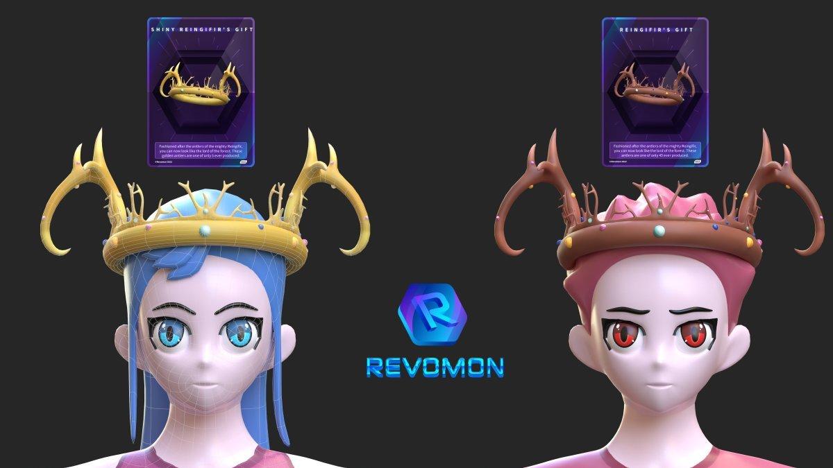 Two Revomon avatars wearing crowns