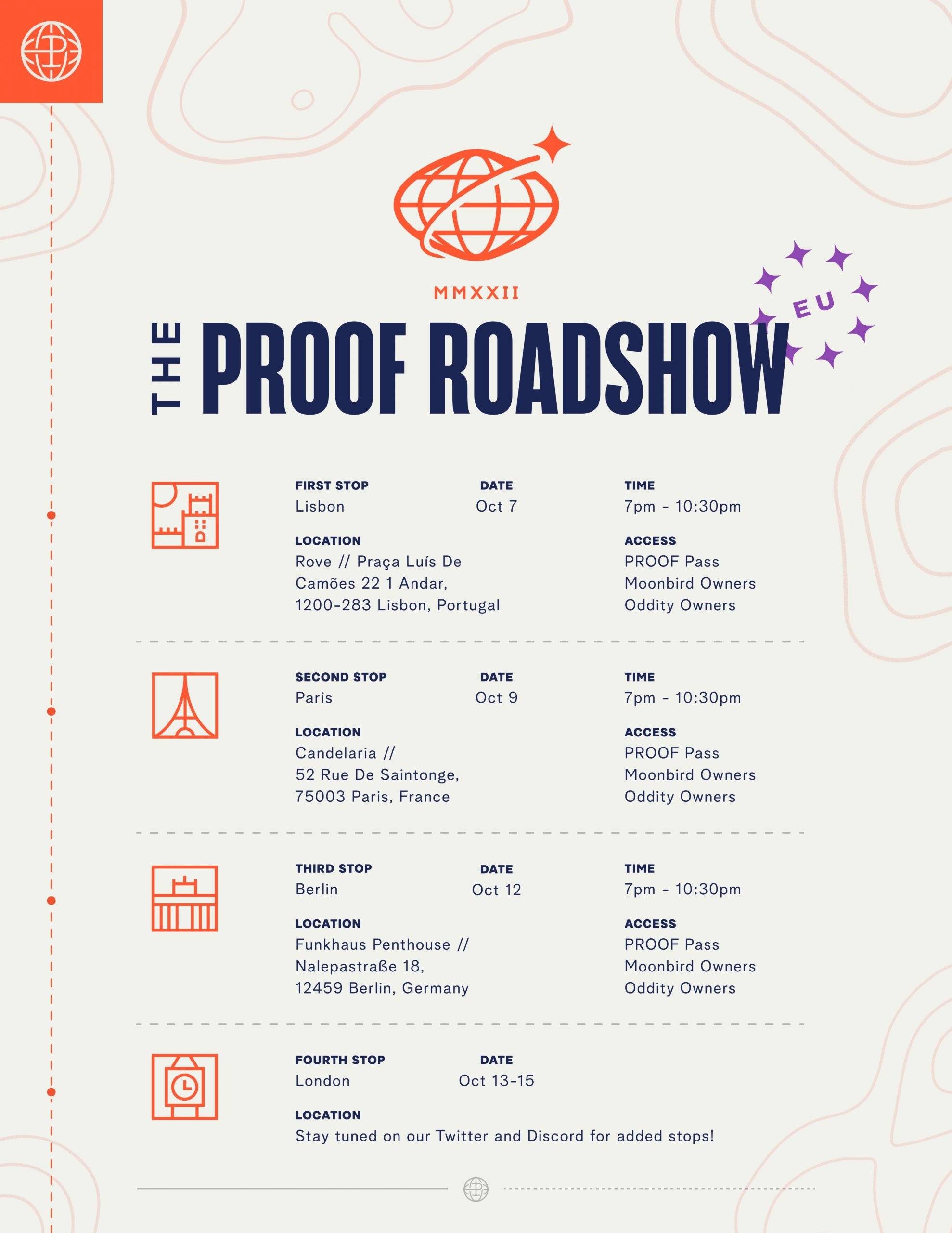 poster of the proof collective's roadshow in europe this october