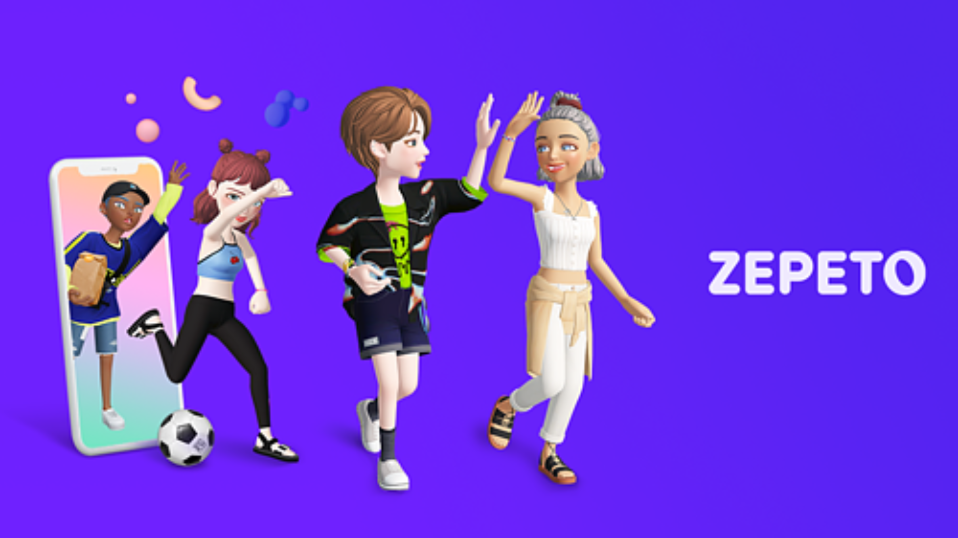 a pciture of characters from the Zepeto metaverse besides the company logo
